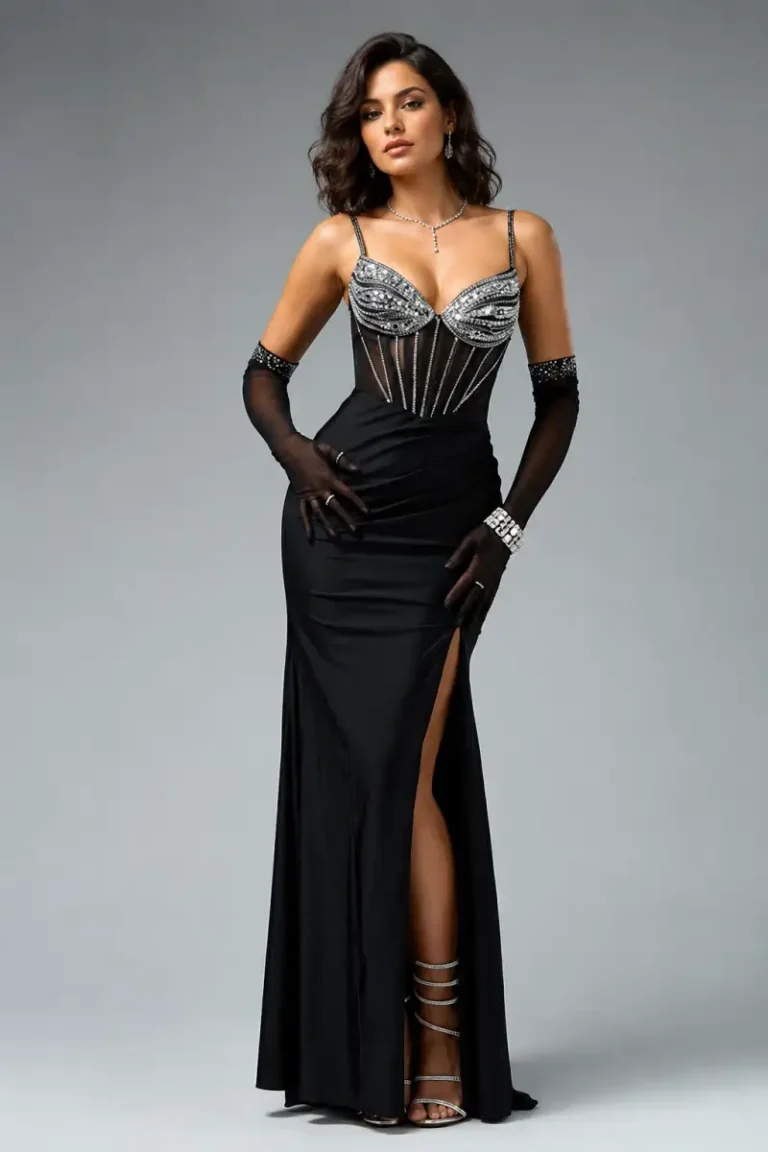 Rhinestone Corset Gown