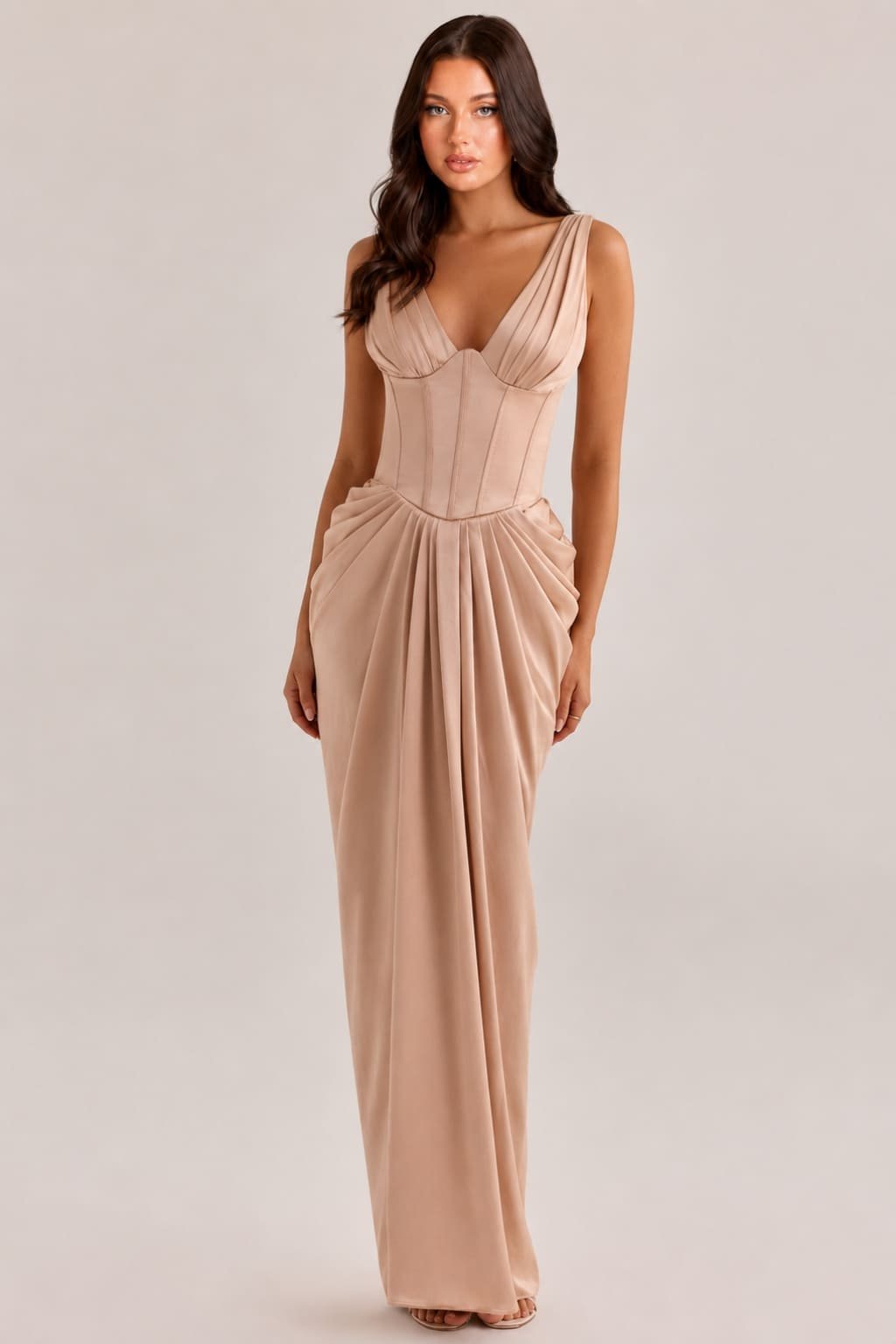 Blush Corset Draped Maxi Dress